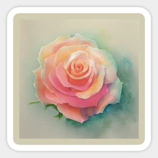 Pink Peach Rose with Turquoise Background Sticker